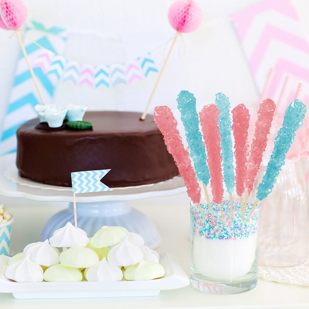 Espeez Extra Large Pink Cherry Rock Candy Sticks - 36 Individually Wrapped for Parties, Buffets, Birthdays, Showers