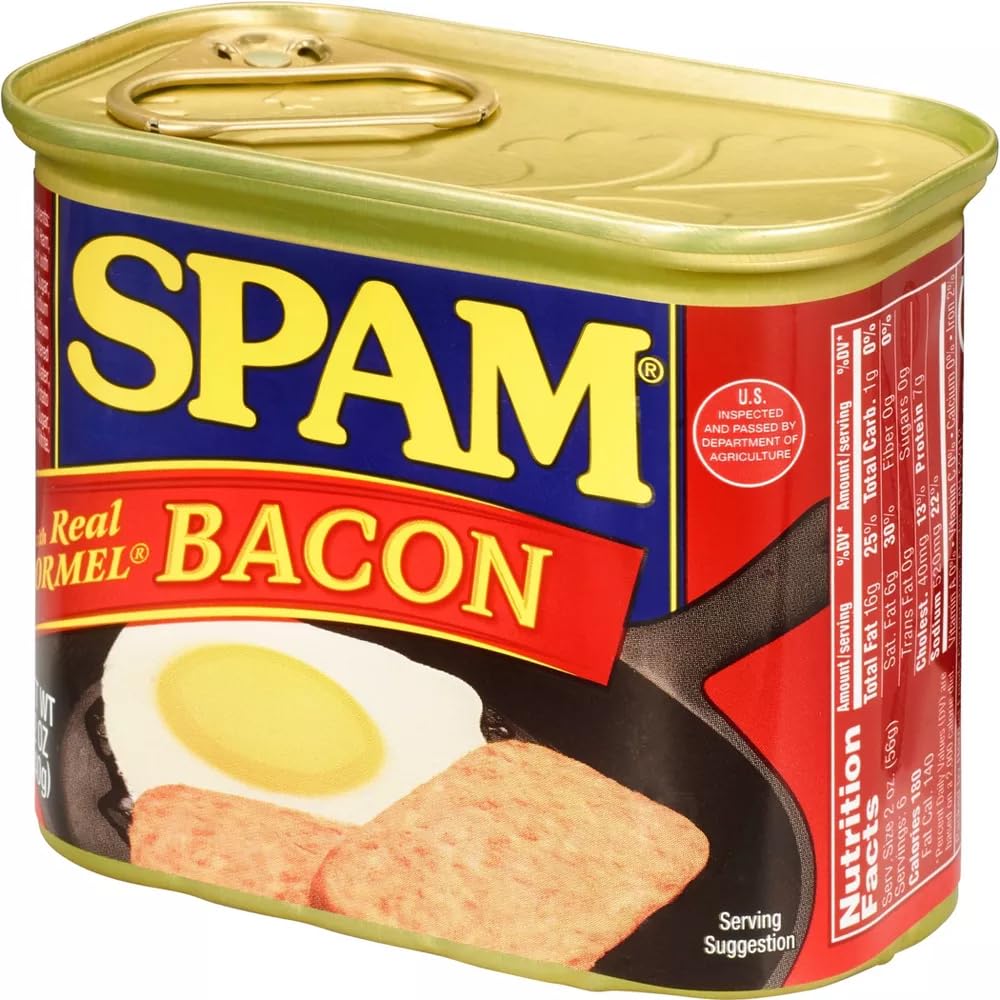 Spam Luncheon Meat Can, With Real Hormel Bacon, 12 Ounce (2 Count)