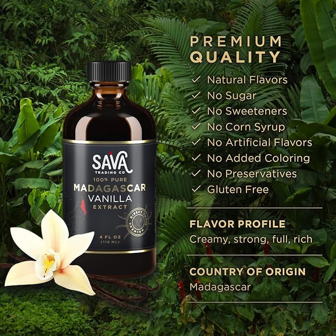 SAVA Madagascar Vanilla Extract - 100% Pure Gourmet Vanilla - 128fl oz