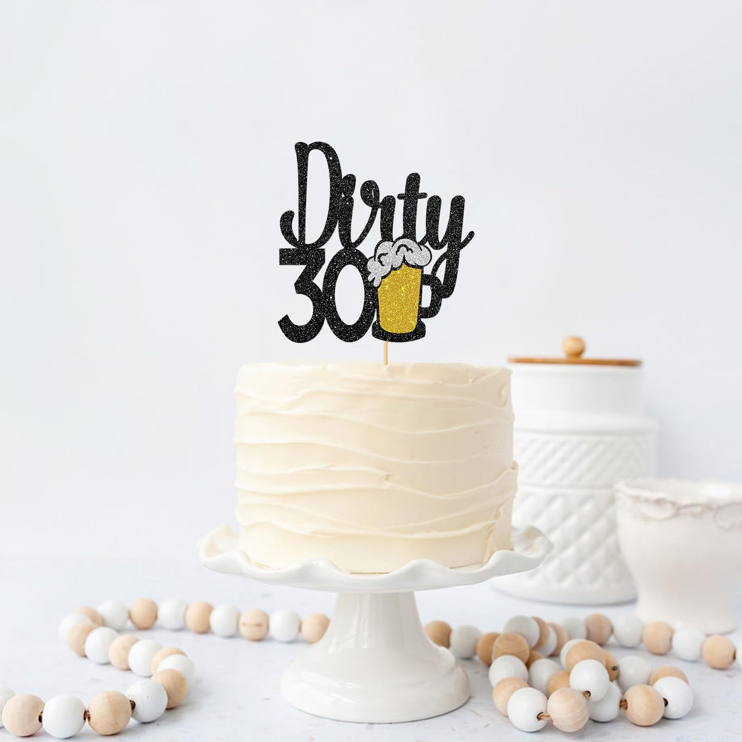Maicaiffe Black Glitter Dirty 30 Cake Topper - Happy 30Th Birthday Cake Topper - Cheers To 30 Years - 30Th Birthday Cake Decorat