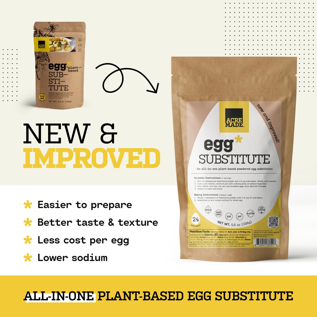 AcreMade Plant-Based Egg Substitute, Vegan, Gluten-Free, 16.8 oz (3 pack)