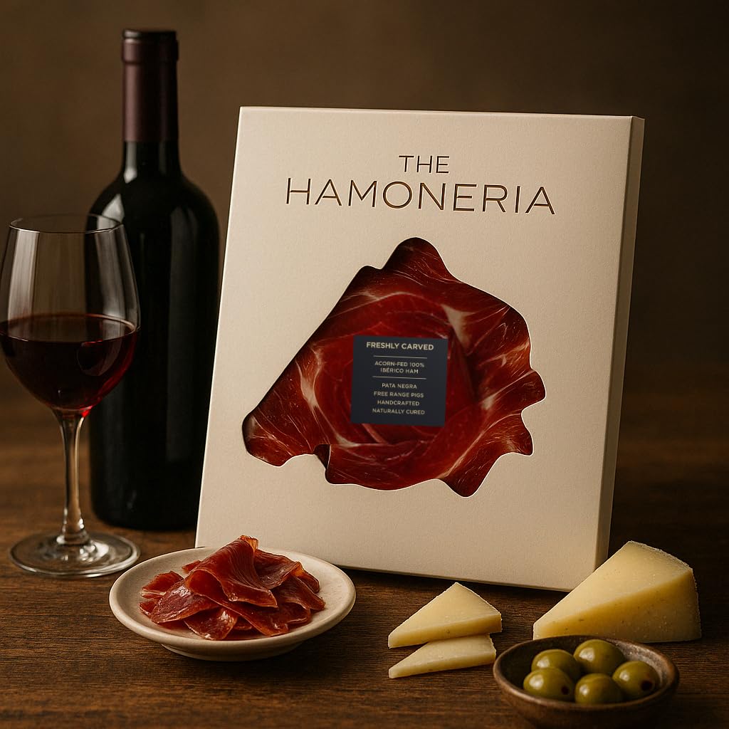 Iberico Acorn-Fed Ham - Sliced Jamon Pata Negra, 3 Oz | Premium Spanish Dry-Cured Ham, Gourmet Charcuterie, 100% Bellota, Rich F