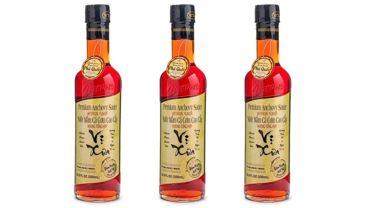 3 Packs - Premium Anchovy Sauce 40N - Nuoc Mam Ca Com Cao Cap Vi Xua 40N - 500ml