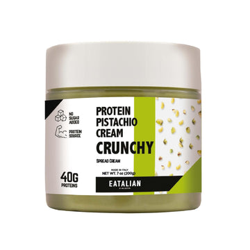EATALIAN by AMZ BETTER Spreadable Crunchy Pistachio Protein Cream 7 oz/200 gr, Pistachio Cream with Grains, Protein Paste, Sweet
