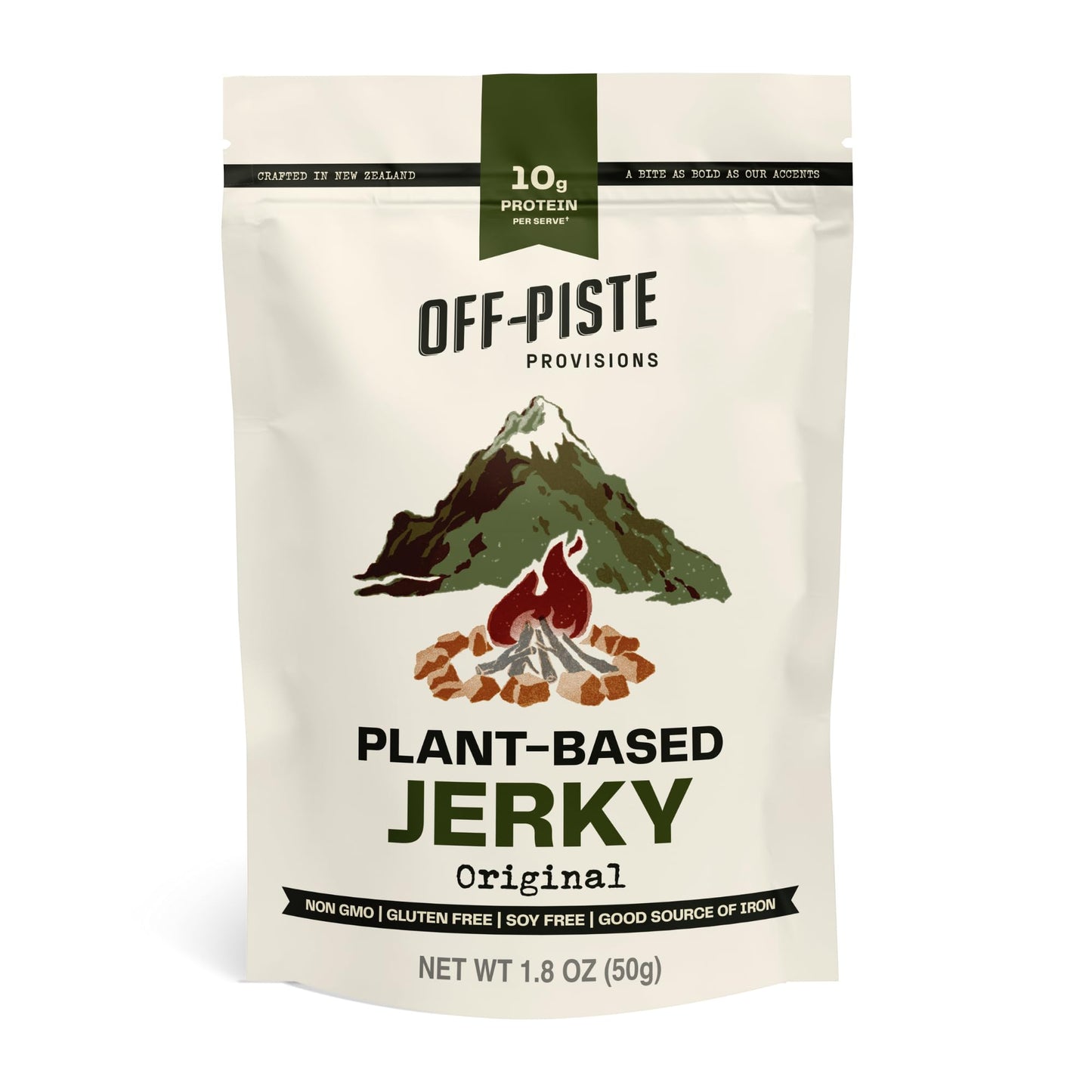 Off-Piste Original Plant-Based Jerky, 1.8oz. - High Protein Healthy Snacks Vegan Jerky for Recovery, School, Office, 23g Protein