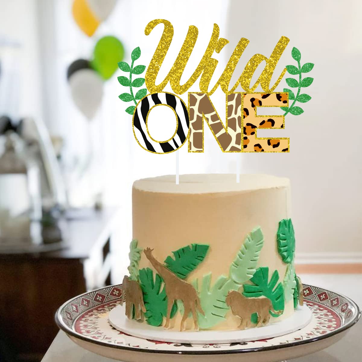 Sursurprise Wild One Cake Topper - Jungle Animals Cupcake Toppers, 25 Pack, First Birthday Decorations, Leopard Cheetah Theme