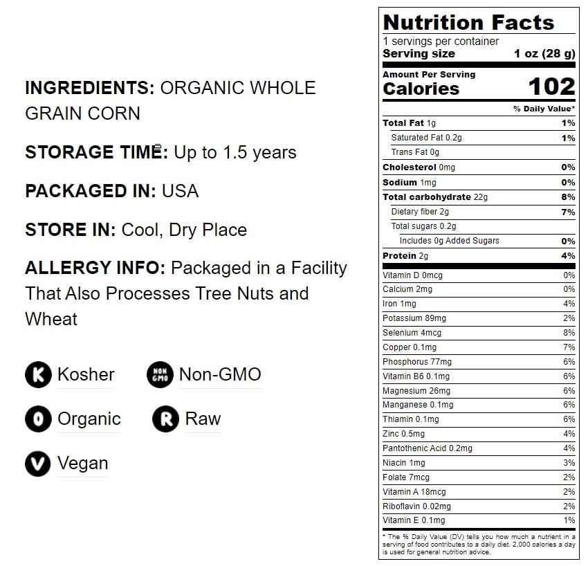 Food To Live Organic Corn Flour, 25 Pounds Non-Gmo, Whole Grain, Finely Ground Meal, Vegan, Kosher, Bulk Yellow Milled Maize. Gr