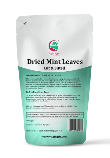 Dried Mint Leaves 4 Oz | Peppermint Leaves For Tea & Savoury | Non-Gmo, Ethically Sourced, Cut & Sifted | Bulk Tea Loose Leaf -