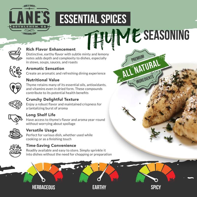 Lane'S Fresh Thyme Seasoning, All-Natural Dried Thyme Spice Seasoning, A Dried Thyme Leaves Seasoning For Veggies & Soup, Made I