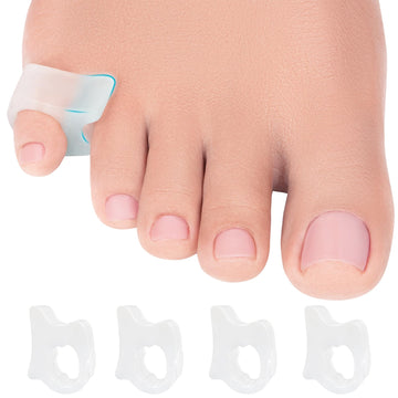 Toe Separators Hammer Toe Straightener - 4-Pack Pinky Toe Toe Spacers - Gel Spreader - Correct Crooked Toes - Bunion Corrector A