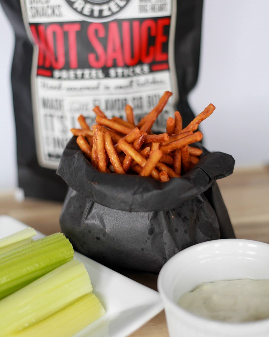 POP DADDY Pretzel Sticks | Flavored Gourmet Snacks | 7.5oz Individual Bags | 3 Pack | Hot Sauce