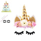 Nishine Rose Floral Unicorn Cake Topper, Gold & Ivory, Paper, 14cm x 14cm x 3cm