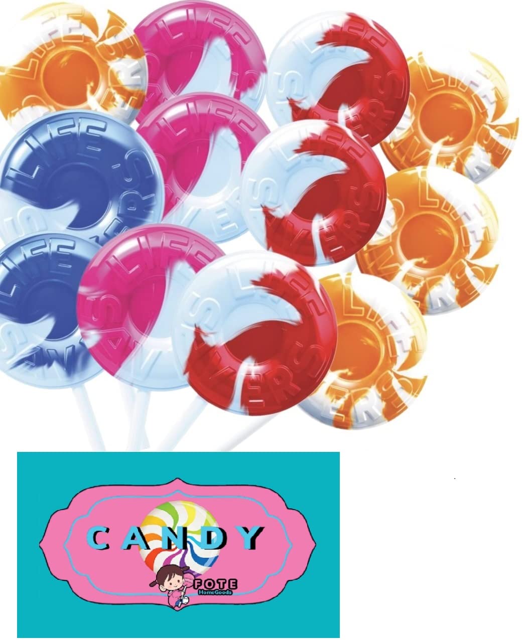 Fote Life Saver Swirl Lollipops, 100 Count, Easter Basket Candy, 4 Flavors, Wrapped Suckers