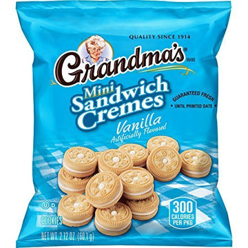 Quaker Oats Grandmas Vanilla Mini Cookie Cremes - Vanilla - 2.12 oz - 60 / Carton