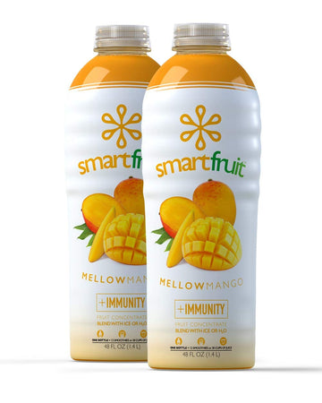 Smartfruit Mellow Mango + Immunity - 100% Real Fruit Pur?e w/Mango  Banana  Apple  Pineapple - Great for Smoothies  Juice  Yogurt  Cocktails  Tea - High in Vitamin C  Selenium  Zinc - 2-Pk  48oz Each
