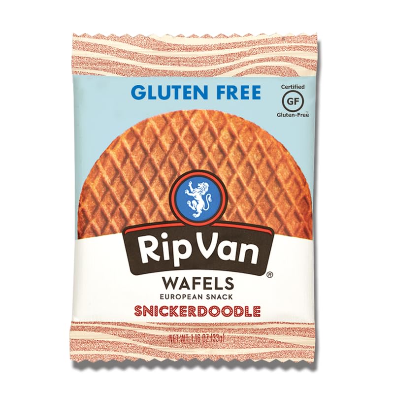 Rip Van Gluten-Free Snickerdoodle Stroopwafel, Healthy Gluten-Free Snacks, Non-GMO Snacks, Low Sugar (6g), Low Calorie Snack, 12