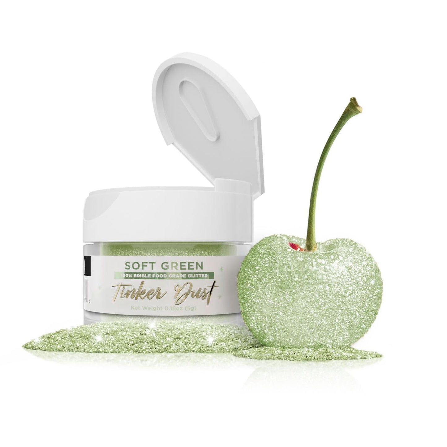Bakell - Soft Green Tinker Dust (5g, 1x Jar) Edible Glitter for Food, Desserts, and Beverages!