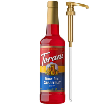 Torani Ruby Red Grapefruit Syrup for Drinks, Flavoring for Sodas and Cocktails, 25.4 Fl Oz, Pump Included