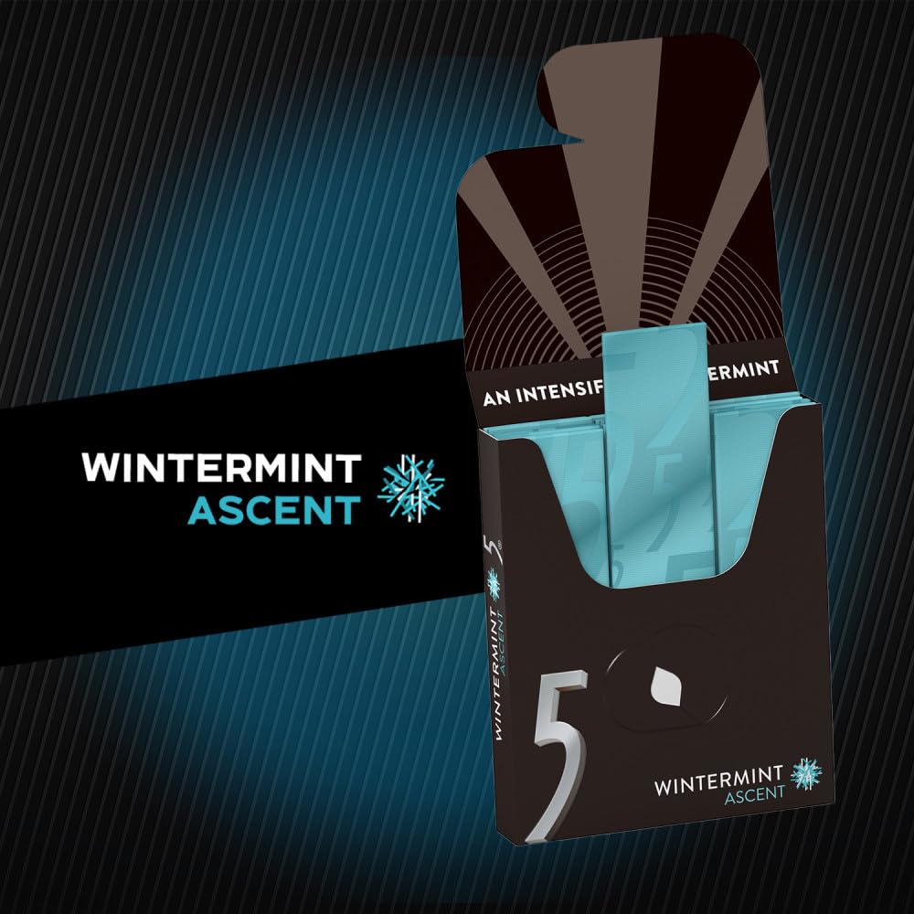 5 Gum Wintergreen Ascent Sugar Free Chewing Gum Bulk, 15 Stick Box (Pack Of 10)