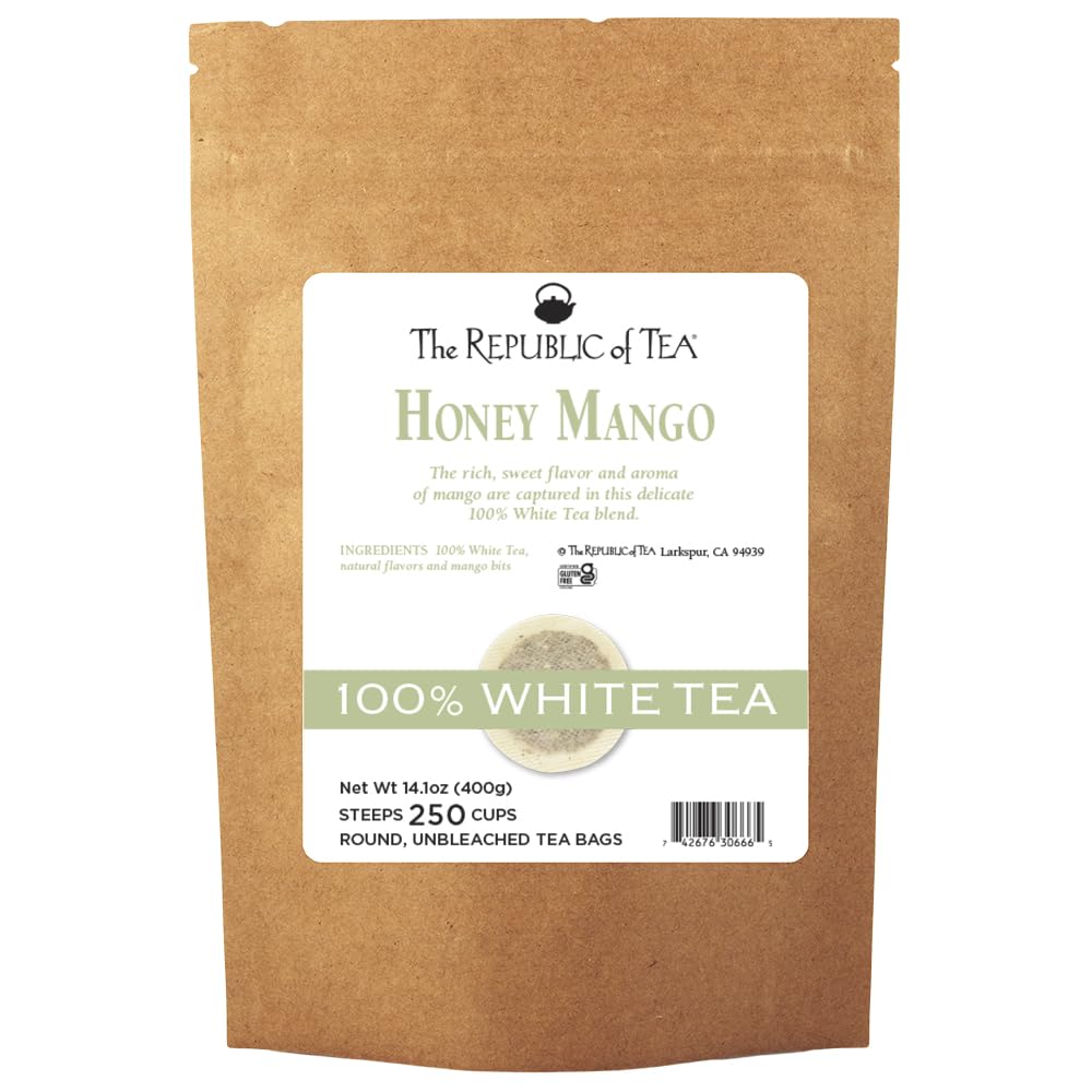 The Republic of Tea Honey Mango White Tea Bags, 250 Count, Low-Caffeinated