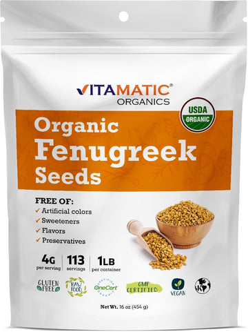 Vitamatic Certified USDA Organic Fenugreek 1 Pound (16 Ounce) (Powders)