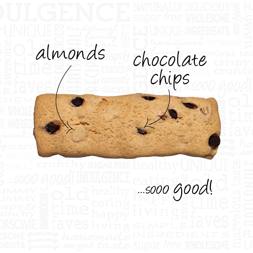 Aunt Gussies Sugar Free Chocolate Chip Almond Biscuits, Spelt Flour, 8 Ounce (Pack of 4)
