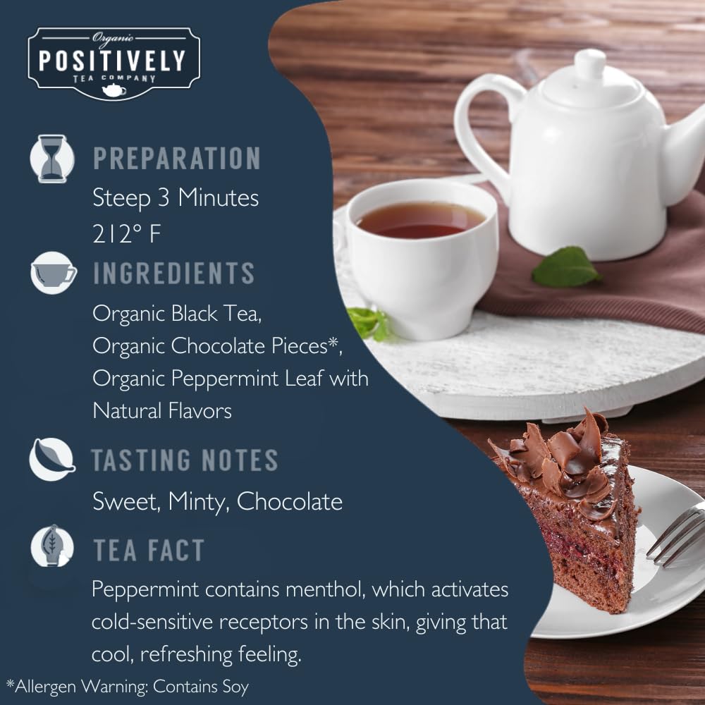 Organic Positively Tea Company Mint Chocolate Chip Black Tea Loose Leaf 16 Ounce