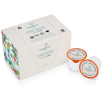 Lifeboost Light Roast Low Acid Coffee Pods - Single Origin Non-GMO Organic Coffee K Cups - Compatible with Keurig & Keurig 2 Mac