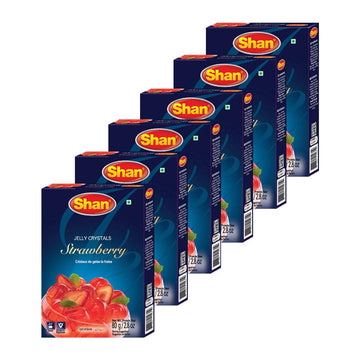 Shan Jelly Crystals Strawberry - Quick & Easy Instant Jello, Vegetarian-Friendly, Pack of 6, 2.82 oz (80g)