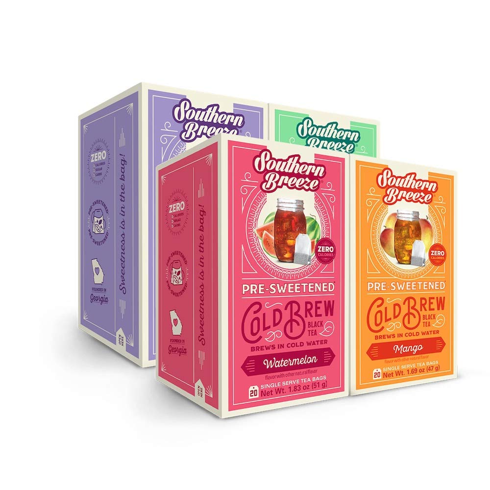 Southern Breeze Cold Brew Sweet Tea Variety Pack, 20 Count (Pack of 4) - Blackberry, Mango, Mint, Watermelon, Zero Carbs, Zero Sugar