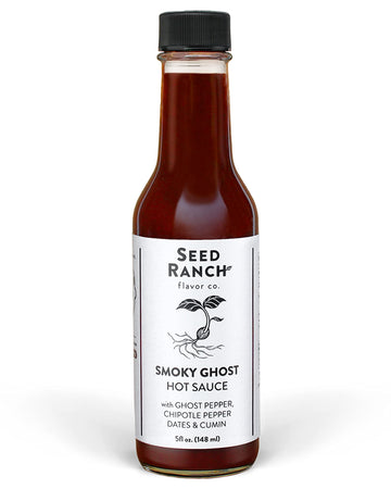 Seed Ranch Smoky Ghost Hot Sauce, 5 Oz. - Hot Spice - Ghost Pepper, Organic Gourmet Hot Sauce with Chipotle & Sweet & Spicy Date