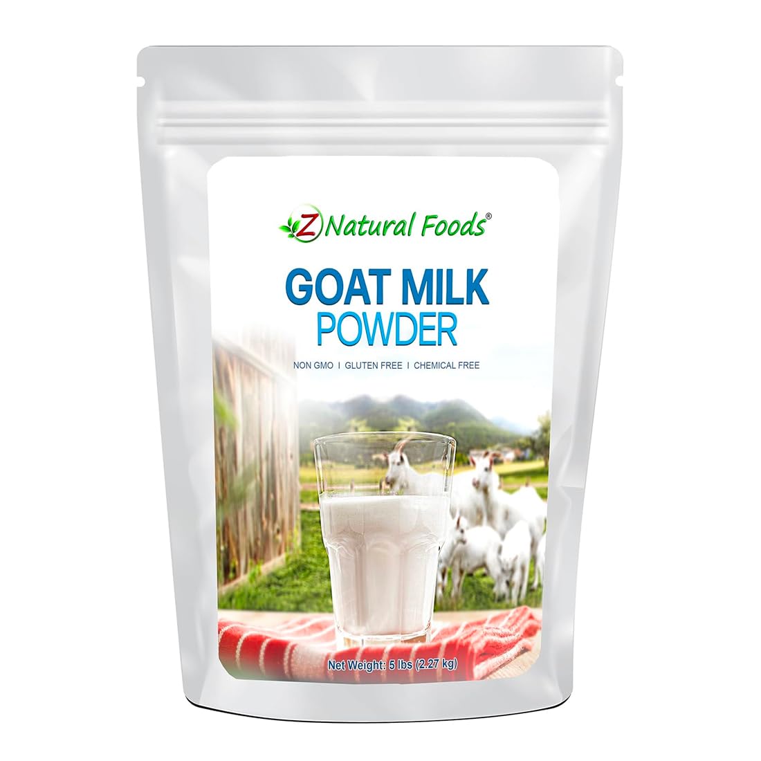Z Natural Foods Goat Milk Powder - Full Cream, 80 oz, Easy Digestion, Ideal for Smoothies, Cooking, Baking, Model 1023705, White