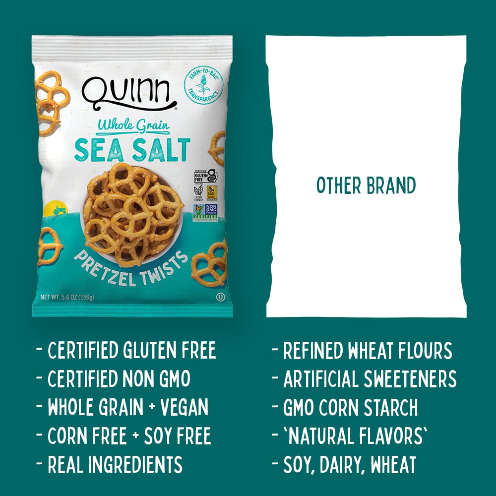 Quinn Whole Grain Sea Salt Pretzel Twists - Made With Real Ingredients, Whole Grain Sorghum, Sea Salt, Vegan, Gluten Free, Dairy