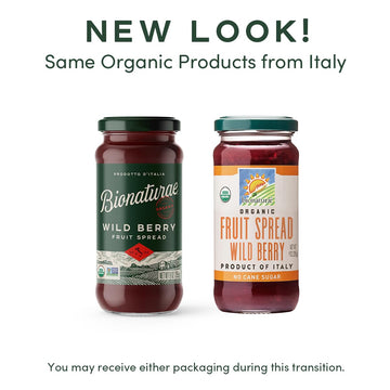 Bionaturae Organic Wild Berry Fruit Spread - Jelly Organic, Non-GMO, USDA Certified, No Sugar Added, No Preservatives, Organic F