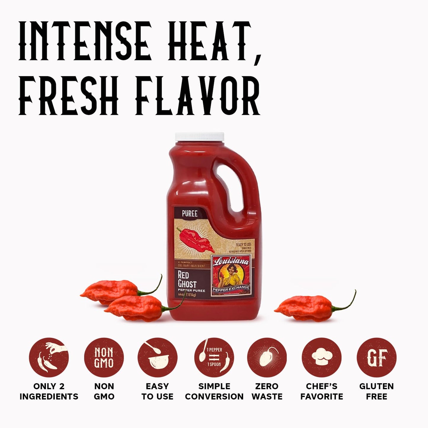 Louisiana Pepper Exchange Fresh Pepper Replacement (Ghost Pepper Puree), 64 oz