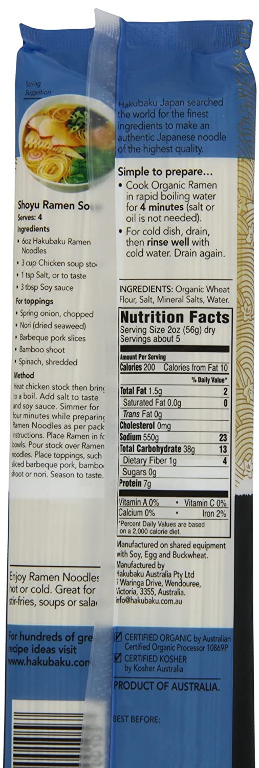 Hakubaku Organic Ramen Noodles, 9.5 Ounce (Pack Of 12)
