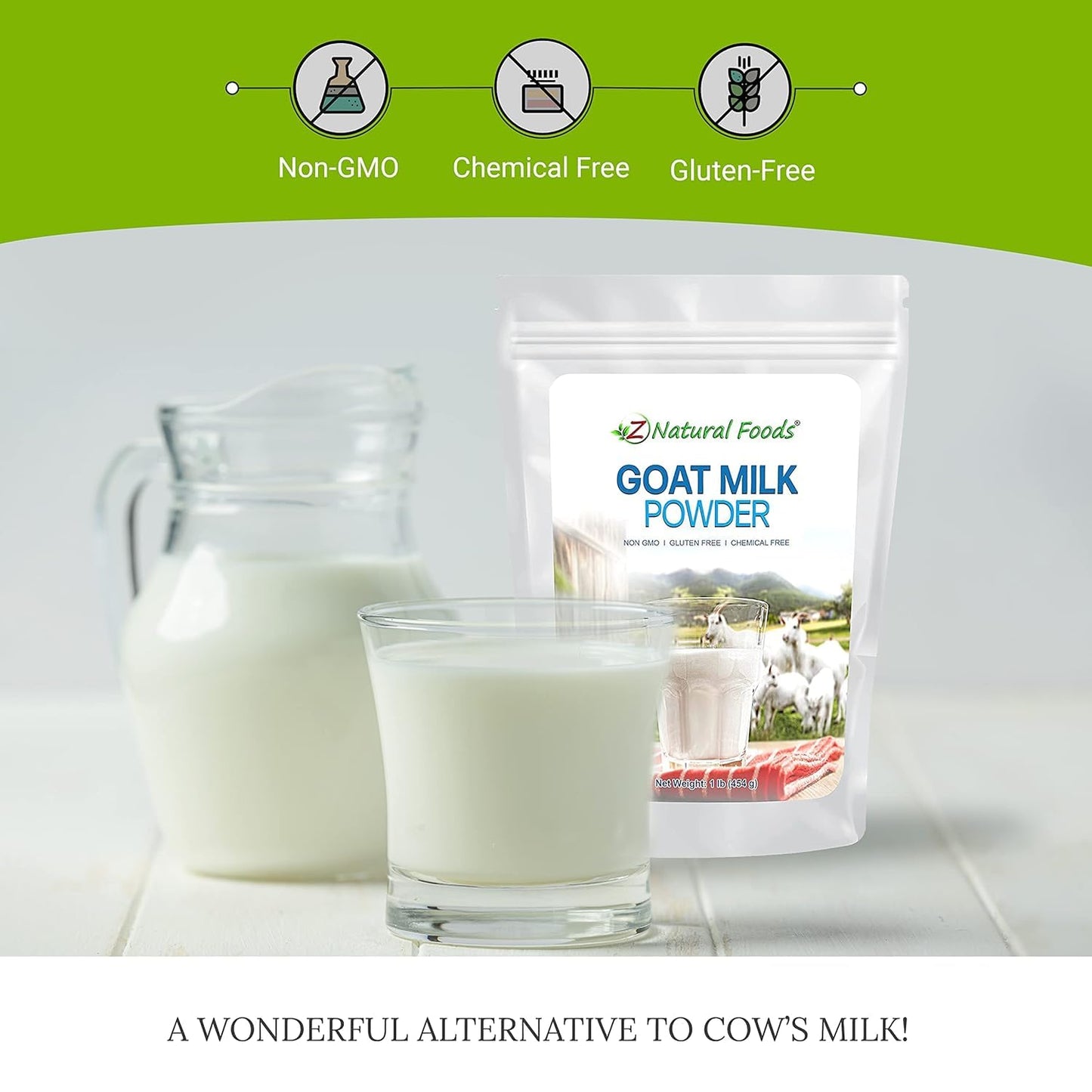 Z Natural Foods Goat Milk Powder - Full Cream, Nutrient-Rich, 32 oz, White