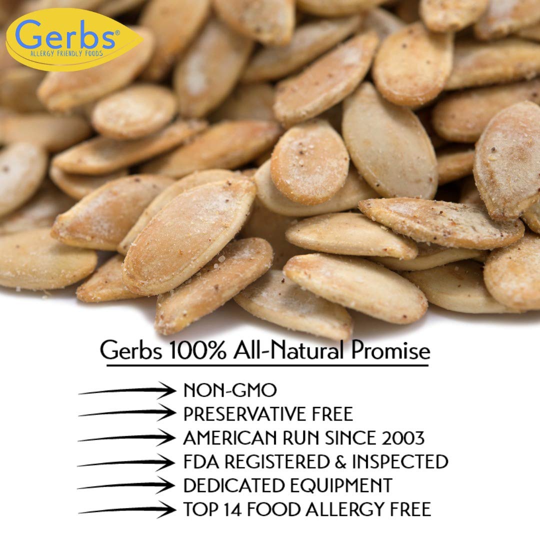 Gerbs Toasted Onion & Garlic Whole Pumpkin Seeds 2 lbs. | Small Batch Roasted, In-Shell, 10.5 mm Size, Resealable Bag | Bold & S