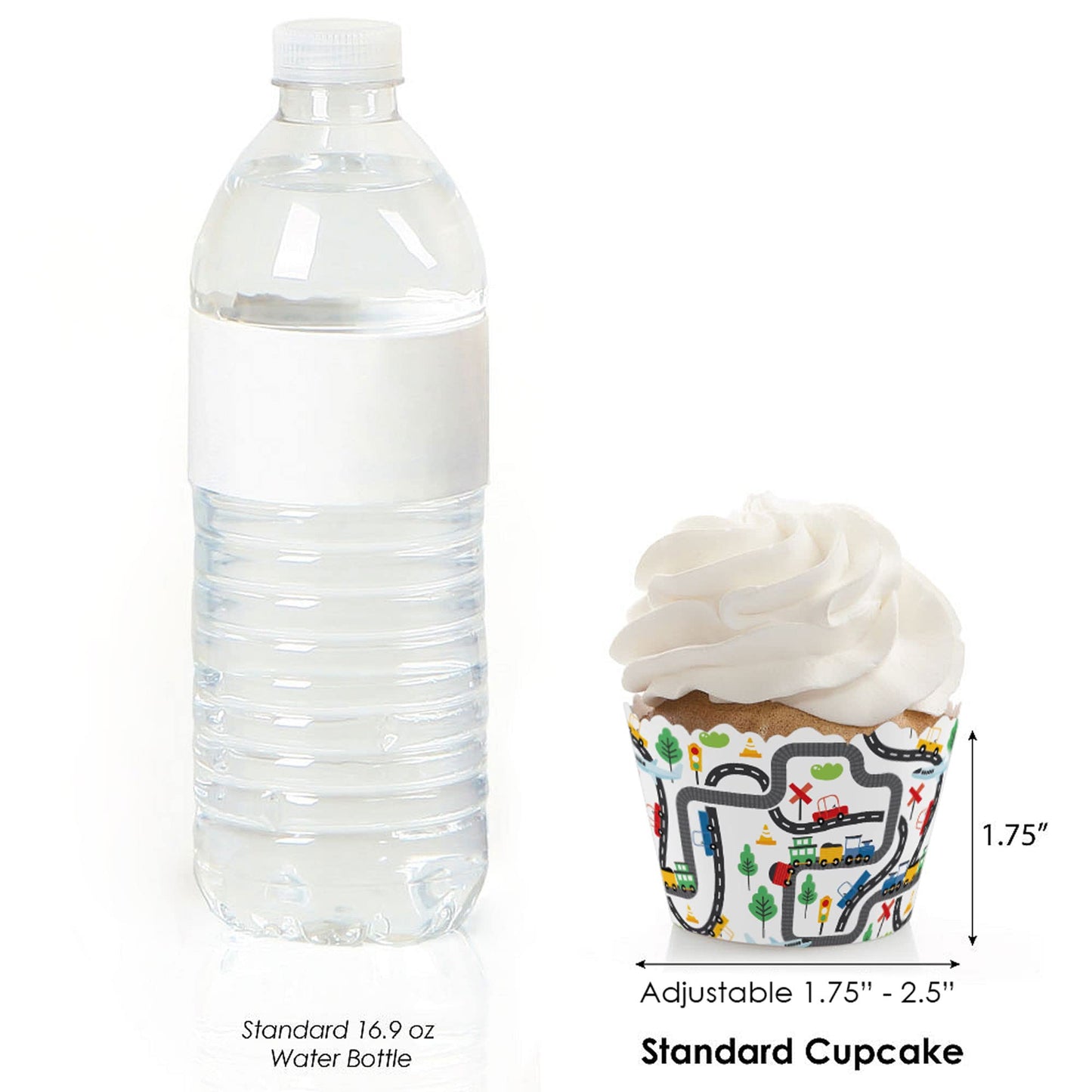 Big Dot of Happiness Cupcake Wrappers Set - Transportation Theme, Cars, Trains, Air s, Multicolor, Set of 12, Model BT8128k