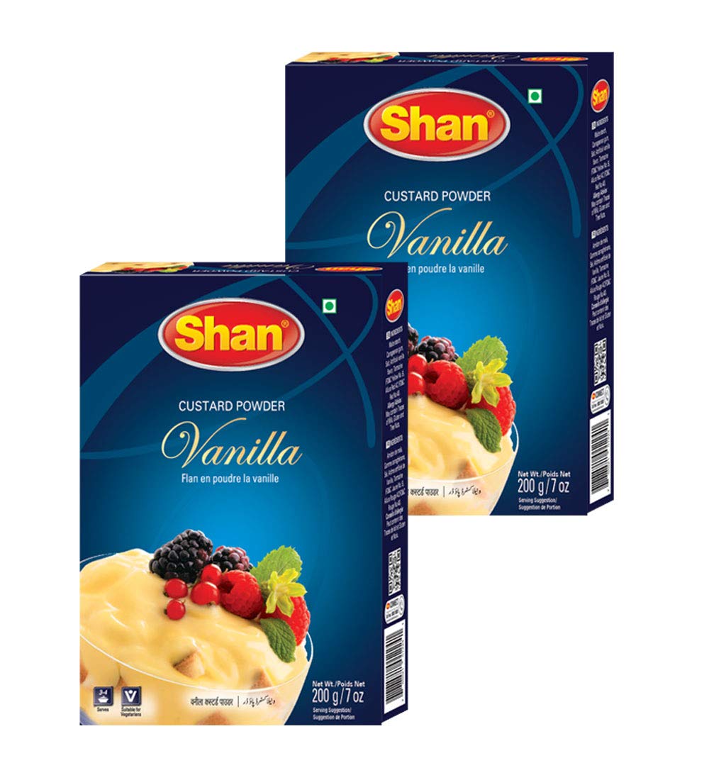 Shan - Custard Powder Vanilla, 7 oz (200g) Suitable for Vegetarians, Halal (Pack of 2)