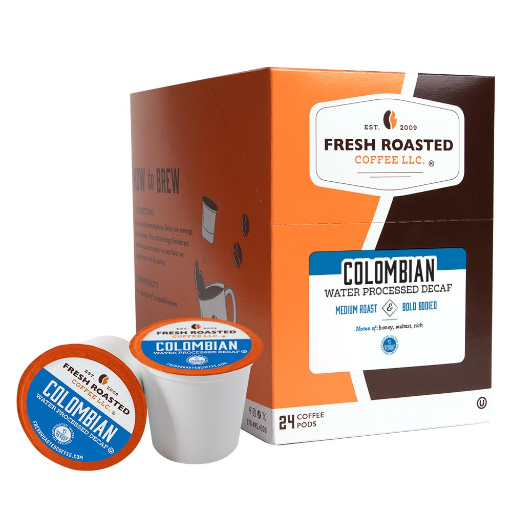 Fresh Roasted Coffee Swiss Water Decaf Colombian K-Cup Compatible 24 Pods