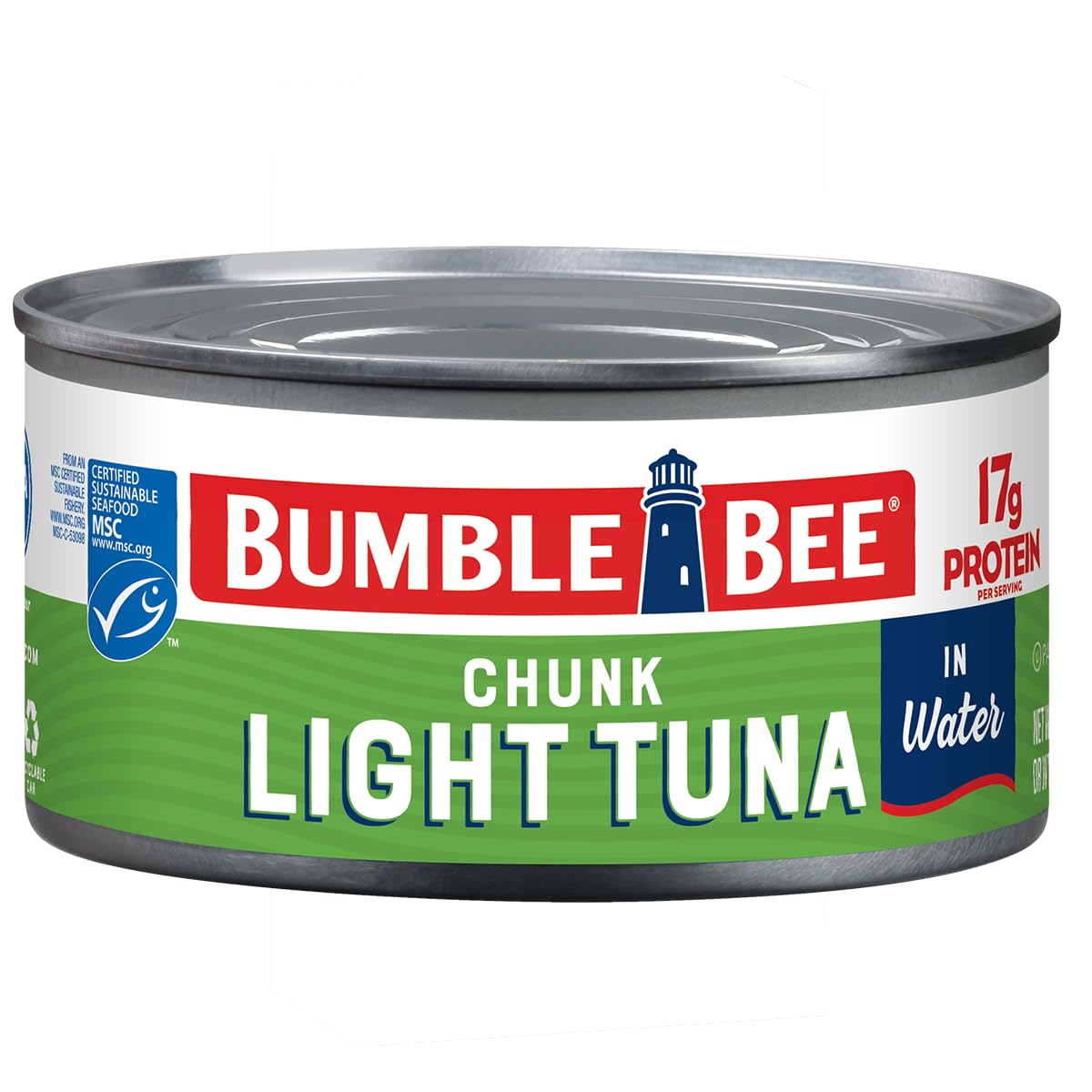 Bumble Bee Chunk Light Tuna In Water, 12 Oz Can - Wild Caught Skipjack Tuna - 17G Protein Per Serving - Msc Certified Sustainable Seafood, Non-Gmo, Gluten Free, Kosher
