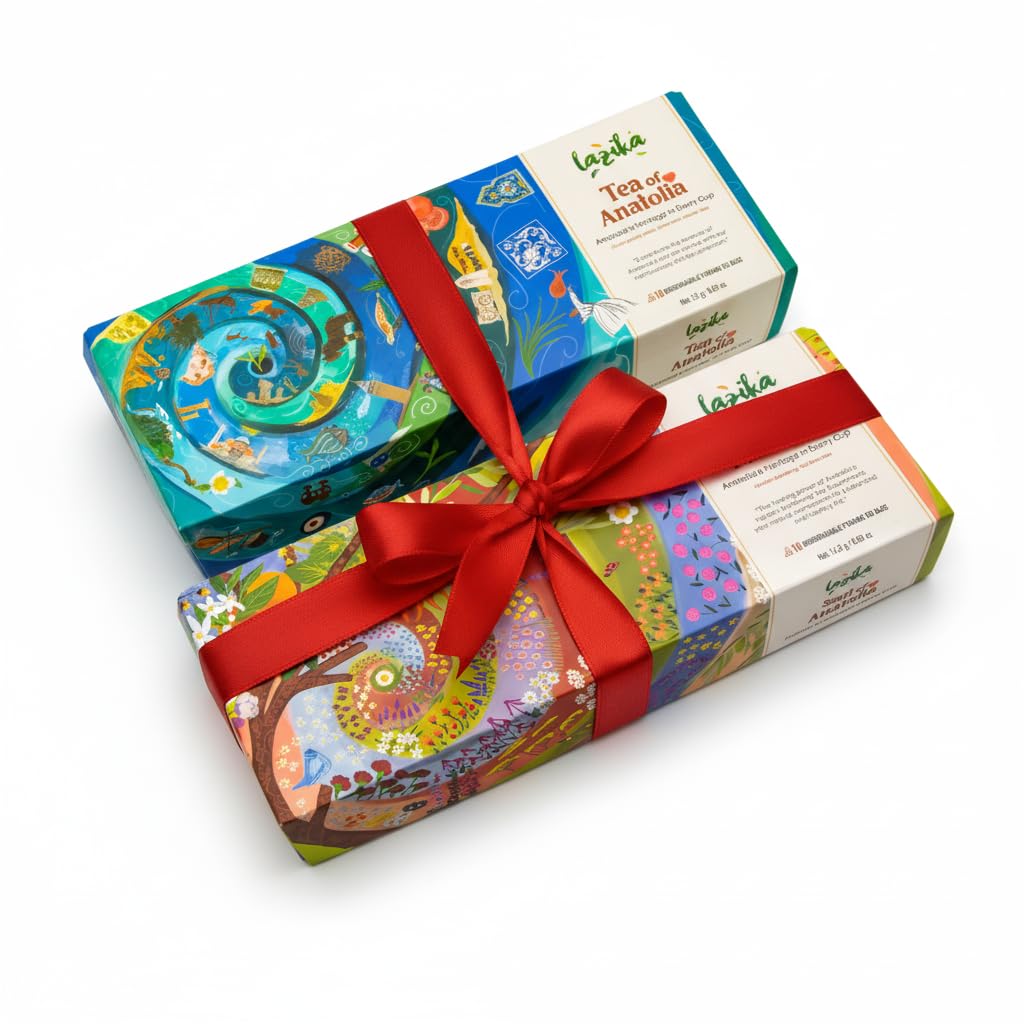 Lazika Tea Variety Pack With Lovely Presentation Box Pack Of 2  Black  Green And Herbal Tea Sampler Gift Set  10+10 Counts  Top-Grade Collection With Pyramid Infuser Bag