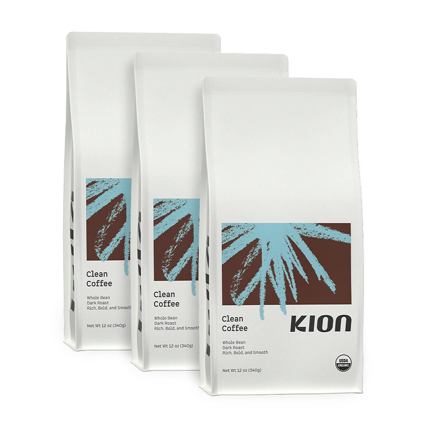 Kion Organic Coffee | Tested For Toxins | Roasted To Maximize Health And Taste | Whole Bean Dark Roast 12 Oz (3 Pack)