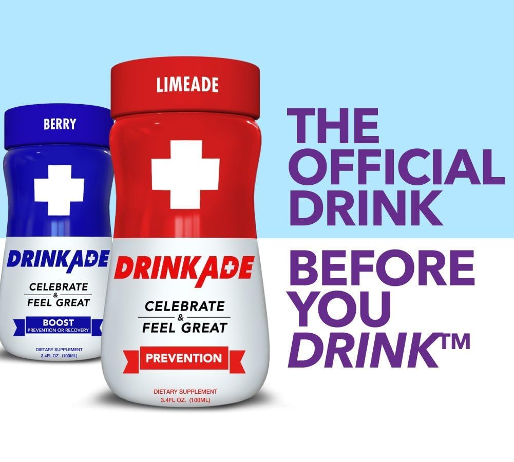 DrinkAde Hydration Drink – Daily Wellness & Immunity Support, Electrolytes & B Vitamins, Sugar Free, 3.2 Fl Oz (Pack of 24)