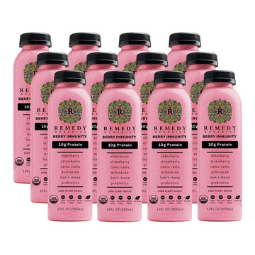 Remedy Organics Berry Immunity 12-Pack | Plant Based 20g Protein Shakes  Ready to Drink | USDA Organic  Gluten Free  Dairy Free  Soy Free