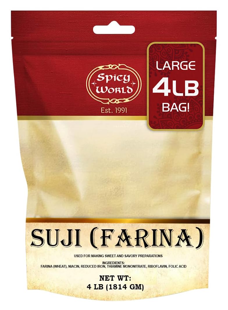 Spicy World Farina Wheat Cereal - Sooji, Rava - 64 Ounce BULK Bag - Grown in the USA
