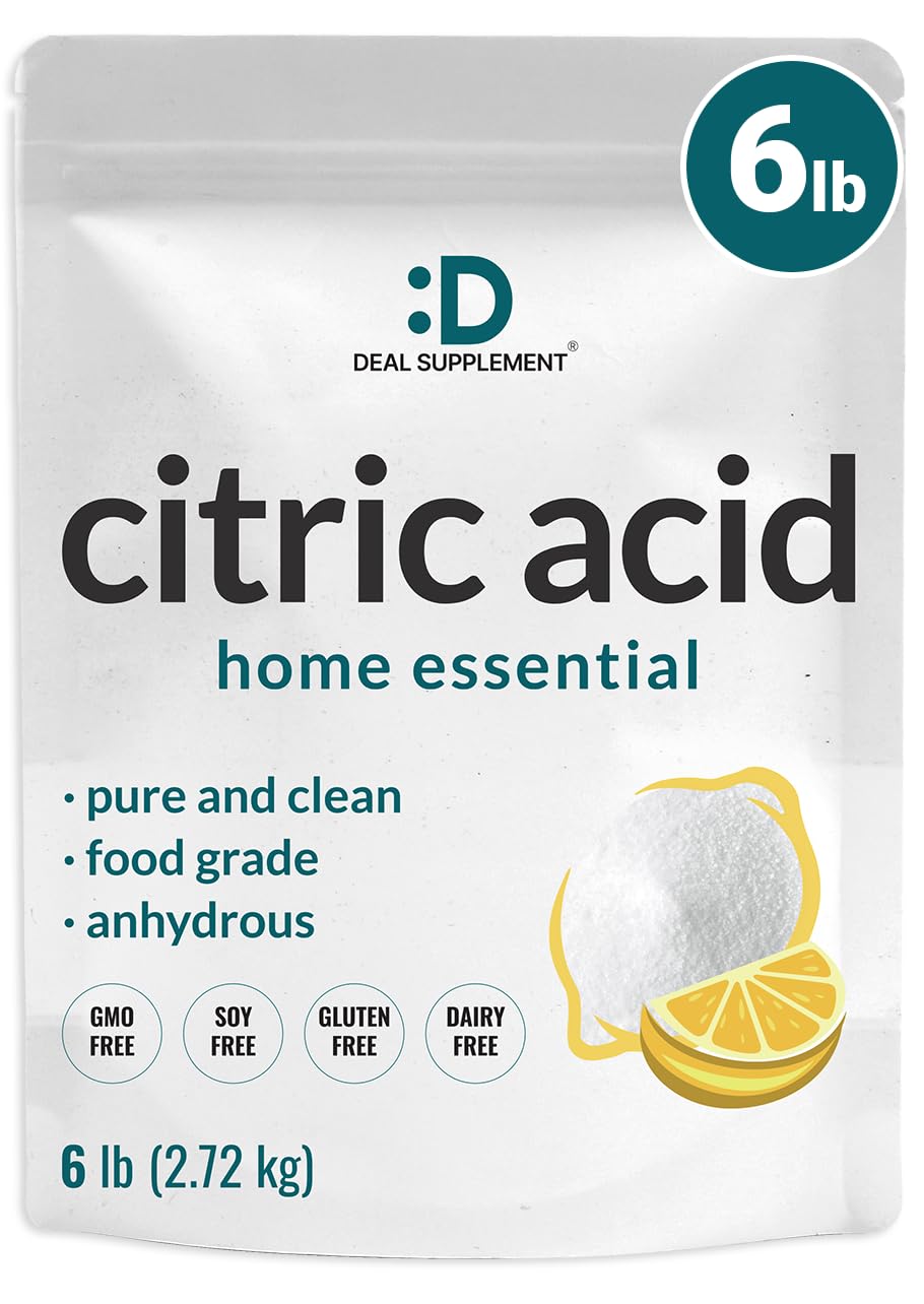 Citric Acid 6 Pounds | Fine Granular Powder, Food Grade, Bulk Supply – Potent Anhydrous Form – Versatile Flavor Enhancer, Preservative, Cleaning, & Homemade Bath  S – Additive Free, Non-Gmo
