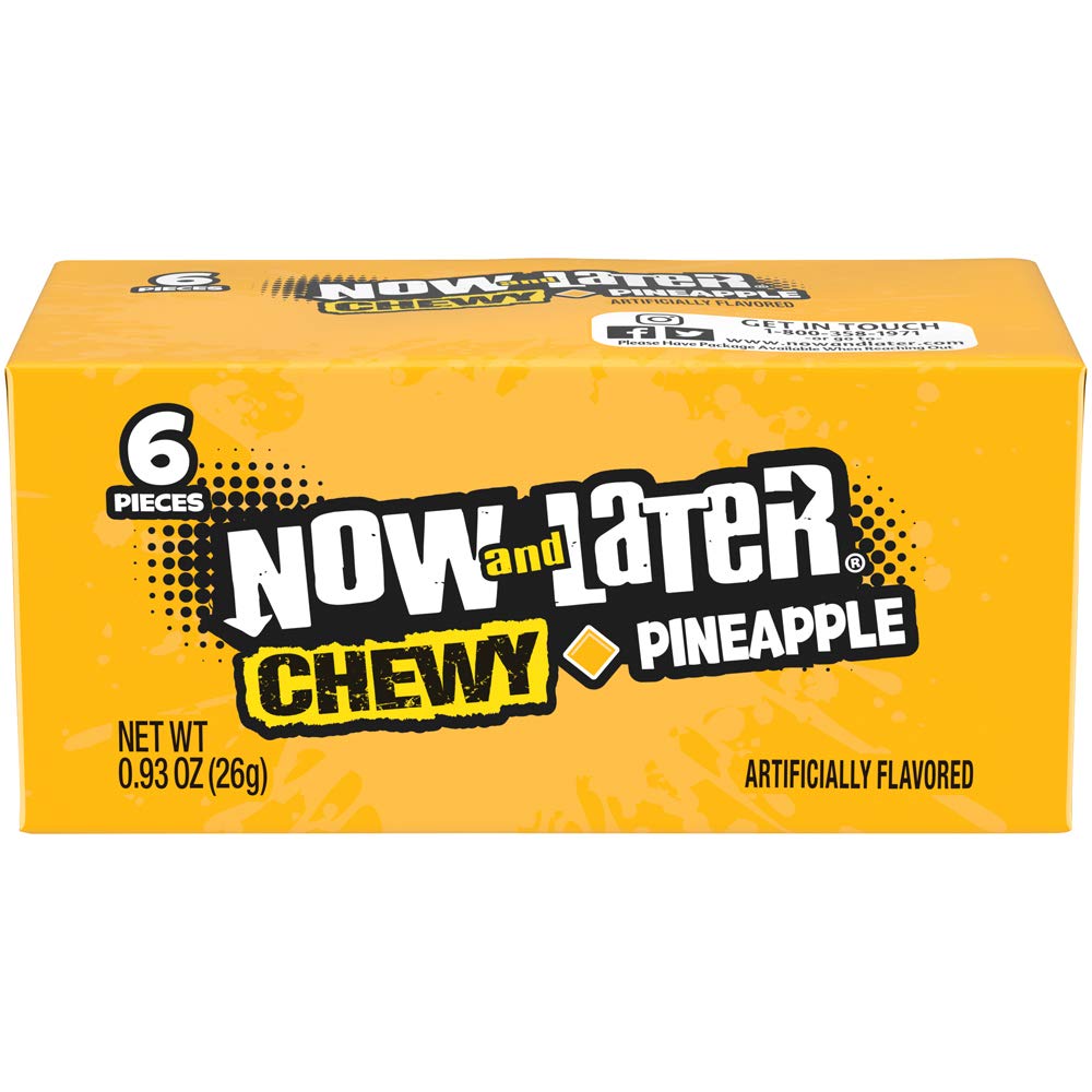 Now & Later Original Taffy Chews Candy, Pineapple, 0.93 Ounce (Pack Of 24)