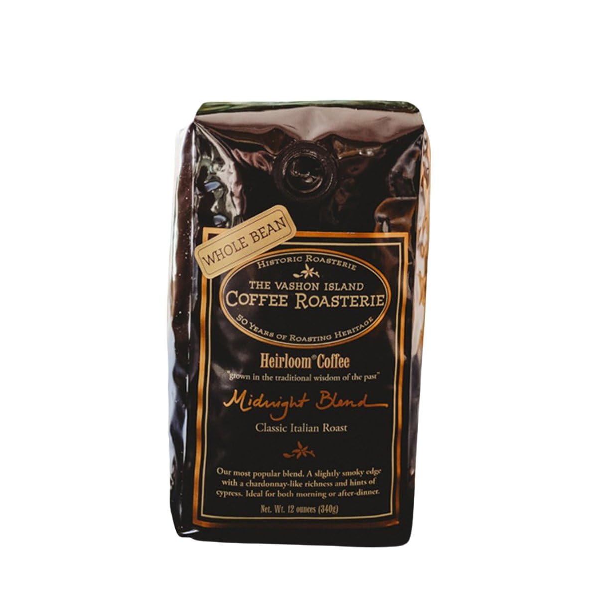 Midnight Blend - Roasted by Vashon Island Coffee Roasterie - Whole Bean Coffee - 8 Ounce Bag